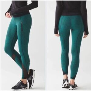 Lululemon power luxtreme spray green leggings size 2